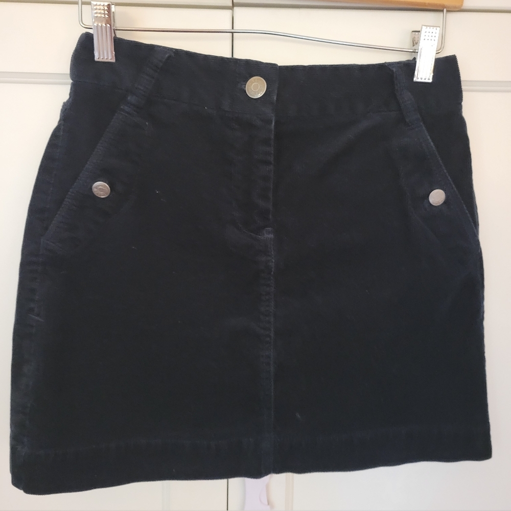 J. Crew Navy Corduroy Mini Skirt with Button Accents